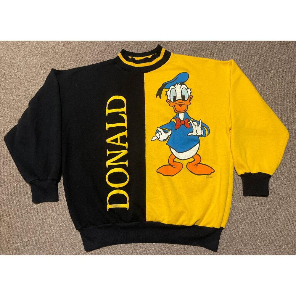 Vintage 80s XL Disney World Donald Duck Mickey Mouse Crewneck Sweatshirt USA